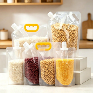 Vente en gros de pochettes hermétiques de 15 L avec bec verseur pour le stockage domestique du riz, des céréales et des grains, résistantes à l'humidité - Product Image 1