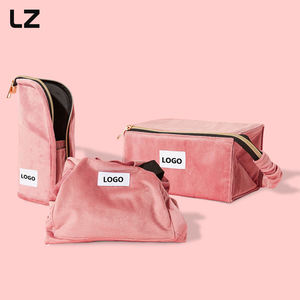 LZ <span class=keywords><strong>professionale</strong></span> in velluto con 3 pacchetti Organizer cosmetico valigetta in velluto borsa portatile da viaggio in velluto con coulisse borsa da viaggio - Product Image 1