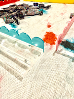 Tapis de Mahjong Artistique Broughton à Motif Tie-Dye, Tapis Antidérapant en Tissu avec Supports en Acrylique pour Soirées Jeux à Domicile et Décoration