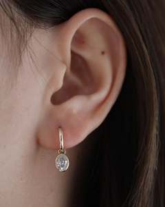 Elegant 18K Yellow Gold Oval Cut Lab Grown Drop <b>Earrings</b> VVS <b>Fine</b> Jewelry Gift for Women - Product Image 1
