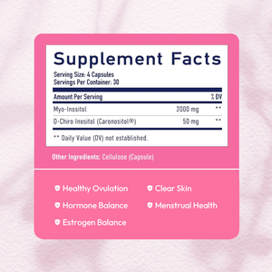 Suplemento de Mio-Inositol e D-Chiro Inositol para Equilíbrio Hormonal Vitaminas Suporte Ovariano 40:1 Ratio Cápsula Vegana - Product Image 2