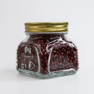 New design 250ml 500ml 750ml fancy glass jar with aluminum screw lid food storage glass jar