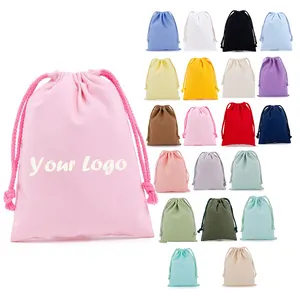 Promotional Good Quality Custom Logo Portable Reusable Dust Printed Gift Canvas Cotton Double String Dust Drawstring Bag