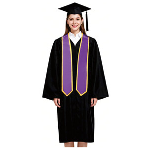 Étole de graduation en forme de V, écharpe de chorale unie, châles de couleur unie pour lycéens, étudiants en licence et master, idéale pour le clergé d'église et les mariages - Product Image 3