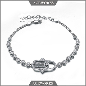 925 Sterling <b>Silver</b> <b>Bracelet</b> Hamsa <b>Charm</b> <b>Bracelet</b> Wholesale - Product Image 2