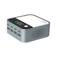Chargeur rapide USB Type-C intelligent 120W GaN à 8 ports avec affichage numérique et lumière ambiante RGB, chargeur de bureau électrique