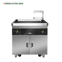 Équipement de cuisine commerciale, friteuse à induction multifonction 6KW, grill teppanyaki avec armoire