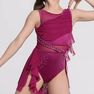 Robe de danse lyrique pour filles et jeunes vêtements de danse de scène strass brillants robe de performance lyrique de ballet <span class=keywords><strong>prix</strong></span> départ usine - Product Image 1