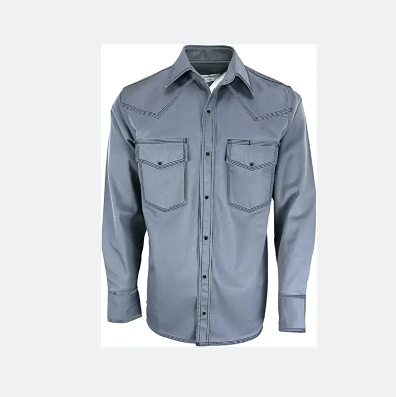 軽量ウエスタン綿100% 長袖ワークシャツメンズFr難燃性安全シャツ溶接用