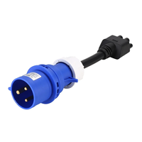 NTO CEE 3 Pin Blue Adapter pour Tesla Model S,3,X,Y Gen 2 Ev Charger Extension Cord Connector 240V Outlet at 32A 10 Inch