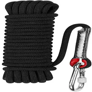 Corda de escalada ao ar livre de 10mm, corda de nylon resistente, com 2 carabiners de segurança em 10m (32ft) 20m (64ft) 30m (96ft) para escapamento