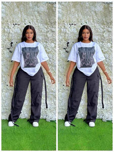 Setelan Kaos dan Celana Wanita Model Longgar Harga Grosir Dua Potong Pakaian Mewah untuk Wanita - Product Image 2