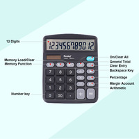 Calculatrice électronique de bureau Foska à 12 chiffres avec grand écran LCD, double alimentation (solaire et pile), boutons sensibles pour le bureau