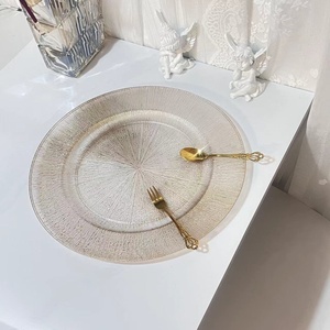 Peinture en <span class=keywords><strong>a</strong></span>érosol ronde minimaliste avancée estampage à chaud plateaux réutilisables artisanat plateau de bol de fruits assiettes de chargeur décoratives mariage - Product Image 5