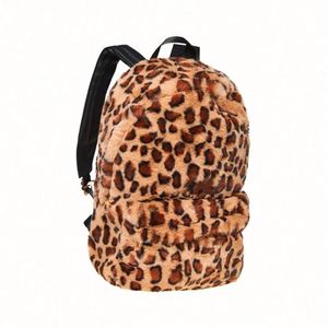 Custom Fluffy <b>Backpack</b> for Students Schoolbag <b>Brown</b> Leopard Animal Print Faux Fur <b>Backpacks</b> - Product Image 3