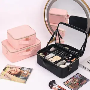 Makeup Bag Box China Candy Durable Fashion with Luxury Cosmetic Mirror Zipper Jewelry Case Make up Bag with Led Mirror Tomay-009
