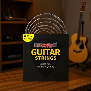 Juego de 6 Cuerdas para Guitarra de 5 Cuerdas, Calibre Ligero, Acero, Tono Brillante, Accesorio para Guitarra Acústica - Product Image 2
