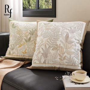 Coussin carré décoratif style naturel avec motif végétal, housse amovible pour salon, chambre, voiture, décoration intérieure - Product Image 5