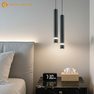 Lampada a Sospensione Moderna Nordica, Lampadario in Alluminio con Attacco E27, Design Lungo Nero e Oro, Luci LED Pendenti <span class=keywords><strong>per</strong></span> Casa Soggiorno - Product Image 3