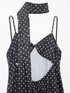 ZEVITY Robe longue chic pour femme, imprimé pois, dos nu, style écharpe, sexy, Vestidos Robe Mujer, Dropshipping - Product Image 4
