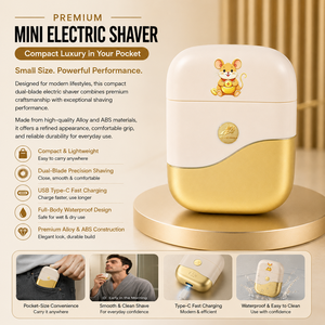 เครื่องโกนหนวดสำหรับผู้ชายพร้อมใบมีดคู่ ชาร์จผ่าน USB และแบตเตอรี่ใช้งานได้นาน เป็นของขวัญที่ดีสำหรับผู้ชาย ใบมีดคู่โกนได้อย่างราบรื่นและ - Product Image 1