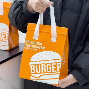 Sac isotherme réutilisable en non-tissé avec poignée longue, personnalisable avec logo, en feuille d'aluminium, pour hamburgers et sandwichs - Product Image 6