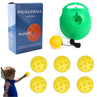 Entraîneur de pickleball d'intérieur pour enfant, monoplace, avec cordes, balle en PE perforée à 40 trous, haute élasticité (360g), sac de transport, pour débutants