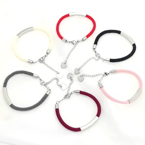 Bracelets de charme tendance en corde tressée en forme de cœur, bijoux de couple, cadeau pour la Saint-Valentin, anniversaire, étudiants - Product Image 1