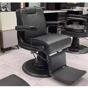 Sillón de Barbería Tapizado en Cuero PU Negro, Bomba Hidráulica Profesional, Reposapiés Extraíble, Diseño Moderno para Barbería y Salón - Product Image 2