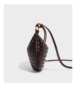 Solid Color Genuine Leather Waterproof Summer Dumpling Bag Handbag Woven Tote Saddle Bag Zipper Single Strap Half Moon <strong>Sardine</strong> - Product Image 5
