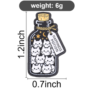 Spilla smaltata a forma di bottiglia della pozione della felicità con gatti bianchi carini in barattolo dei desideri, per decorazione zaino - Product Image 6