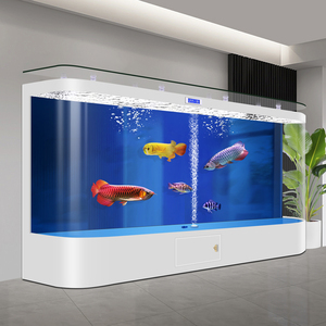 Nieuw groot gebogen visaquarium met verborgen zuurstoftoevoer aan de bodem, groot ecologisch <span class=keywords><strong>aquarium</strong></span> voor woonkamer & wandmontage - Product Image 5