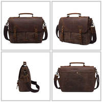 Bolso bandolera de cuero Crazy Horse vintage para hombre, para portátil de 14 pulgadas, maletín de cuero, bolso cruzado de hombro, logotipo personalizado