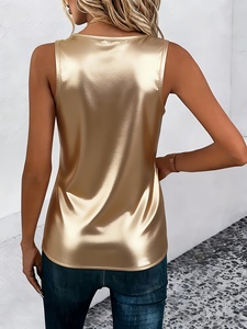 New solid color Sexy Cross V-Neck Satin Tank <strong>Top</strong> Casual Sports <strong>Vest</strong> for woman girls with strap cross design - Product Image 6
