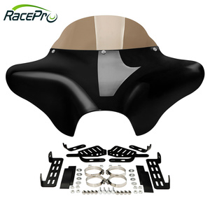 Parabrisas de carenado delantero de ala de murciélago para motocicleta RACEPRO apto para <span class=keywords><strong>Harley</strong></span> Softail Deluxe Fatboy Heritage Classic Yamaha V Star <span class=keywords><strong>1100</strong></span> 650 - Product Image 6