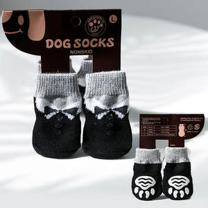 Europe et états-unis 4 pièces/paires de chaussettes de protection personnalisées <span class=keywords><strong>Daschund</strong></span> anti-dérapant pour chien mignon dessin animé impression chaussettes pour animaux de compagnie - Product Image 2