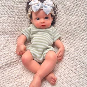 2025 Neuerscheinung <span class=keywords><strong>Premium</strong></span> 13-Zoll Lockiges Haar Weiche Lebensechte Silikon-Reborn-Babypuppen Vollkörper Kinder-Lernspielzeug MLF - Product Image 1