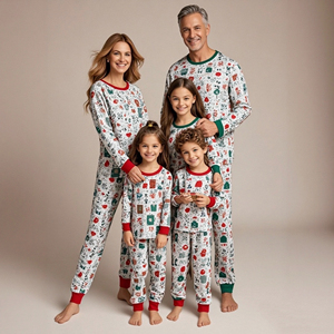 Hongbo 2025 diseñador personalizado acogedor algodón pijamas de Navidad gran oferta <span class=keywords><strong>familia</strong></span> juego trajes para niños bebé niños vocación Pijama - Product Image 4