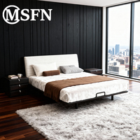 Cama Flotante Minimalista con Tapicería de Tela, Estructura Suspendida Resistente para Dormitorios Modernos, Hoteles, Villas MSFN MB-X30