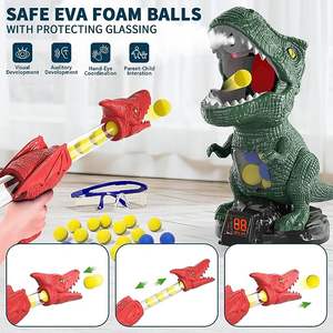 恐龙玩具射击游戏儿童目标练习，包括液晶得分记录和48个泡沫球、2支枪和谷歌 - Product Image 4