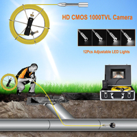Kamera Inspeksi Pipa Saluran Air 20M dengan Monitor 7 Inci, Sistem Kamera Inspeksi Pipa Saluran Air 1000TVL, Kepala Kamera 23MM
