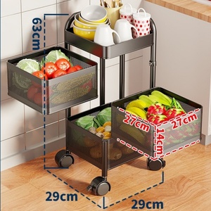 Étagère de rangement rotative pour légumes de cuisine, panier rectangulaire multi-niveaux en acier au carbone pour fruits et légumes - Product Image 3