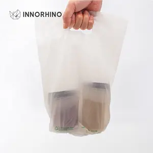 Custom print Biodegradable PLA Grocery Supermarket Shopping Packing Plastic Bag with Patch Handle INNORHINO