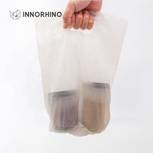 Custom print Biodegradable PLA Grocery Supermarket Shopping Packing Plastic Bag with Patch Handle INNORHINO