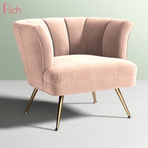 Mid Century Style Furniture Single Sofa Scalloped-Back Chair Stainless Steel legs fabric Velvet Living Room Armchair - Product Image 6