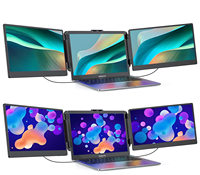 Écran portable triple de 14 pouces pour ordinateur portable de voyage Extender Display PC Computer Screen Extend