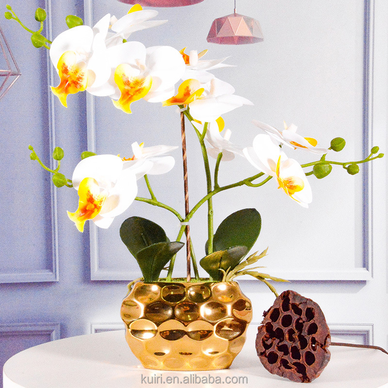 China Factory Silk White Orchids Artificial Flowers Bonsai Home Decor  Potted Phalaenopsis Orchid Live Greenery Plant| Alibaba.com