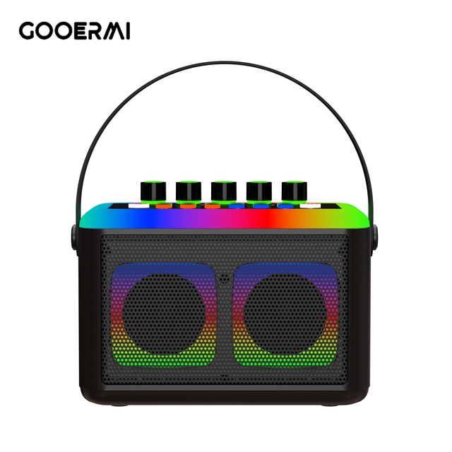 Gooermi Karaoke Machine Set Music Box with BT RGB Sound Card Two Handheld Microphones for Singing Audio Sound Cards & Mixers