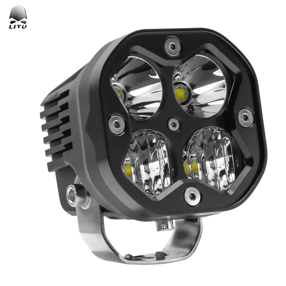 ハイエンドの正方形LEDドライビングライト46W品質の自動3 "補助LEDワークランプ、オートバイ用スポットフラッドコンボビーム付き
