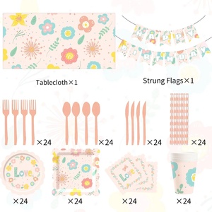 ชุดจานกระดาษใช้แล้วทิ้ง DAMAI ขายดี สำหรับงานปาร์ตี้ จานอาหารเย็นแบบใช้แล้วทิ้ง ชุดอุปกรณ์บนโต๊ะอาหารวันเกิด - Product Image 4